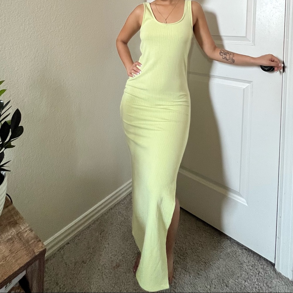 Mint green dress with slit